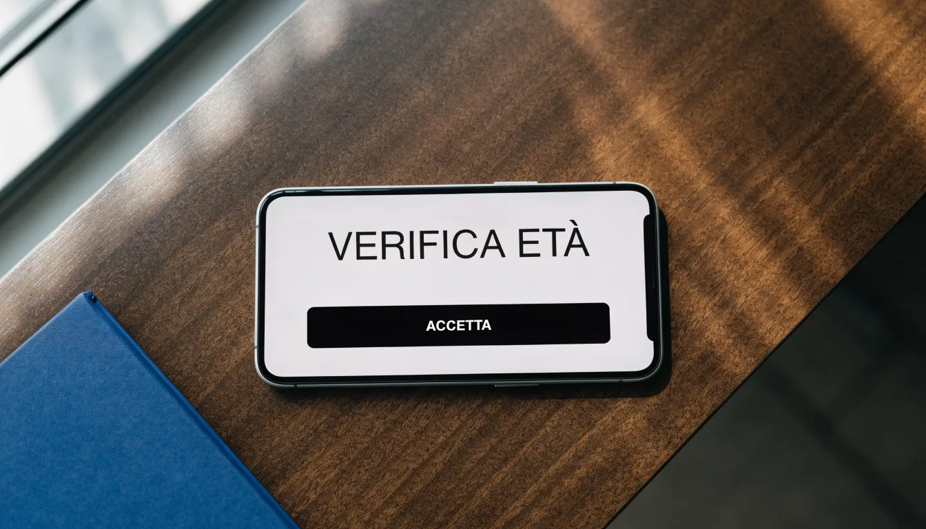 Un foglio di concessione in carta con un timbro rosso, appoggiato su una scrivania di legno accanto a una penna