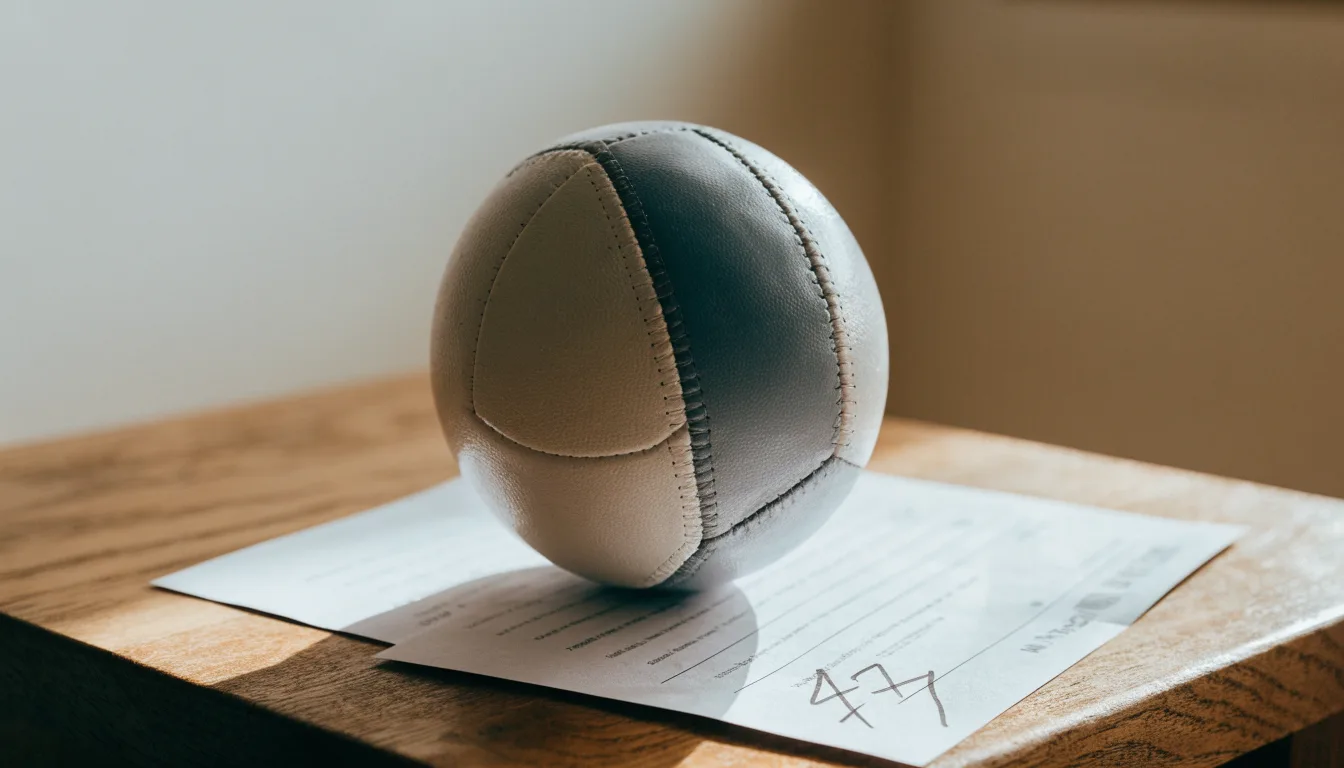 Un pallone da calcio appoggiato su una schedina bianca su un tavolo di legno, alla luce del giorno