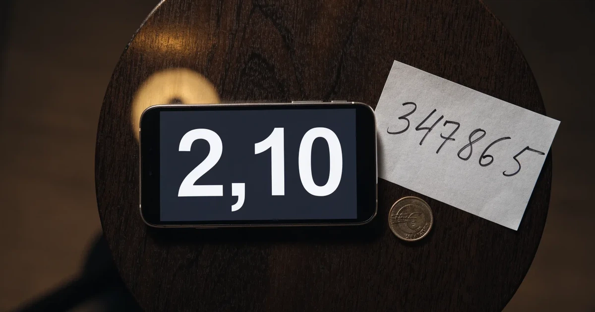 Una moneta fisica di bitcoin accanto a uno smartphone con una schedina sullo schermo, su un tavolo scuro