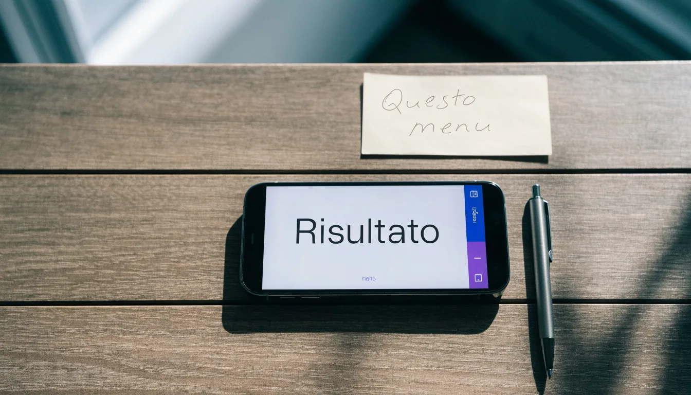 Un foglio di concessione in carta con un timbro rosso, appoggiato su una scrivania di legno accanto a una penna
