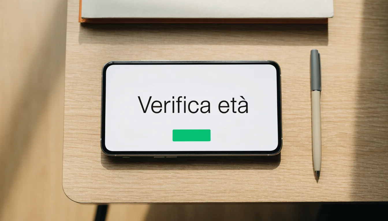 Un foglio di concessione in carta con un timbro rosso, appoggiato su una scrivania di legno accanto a una penna
