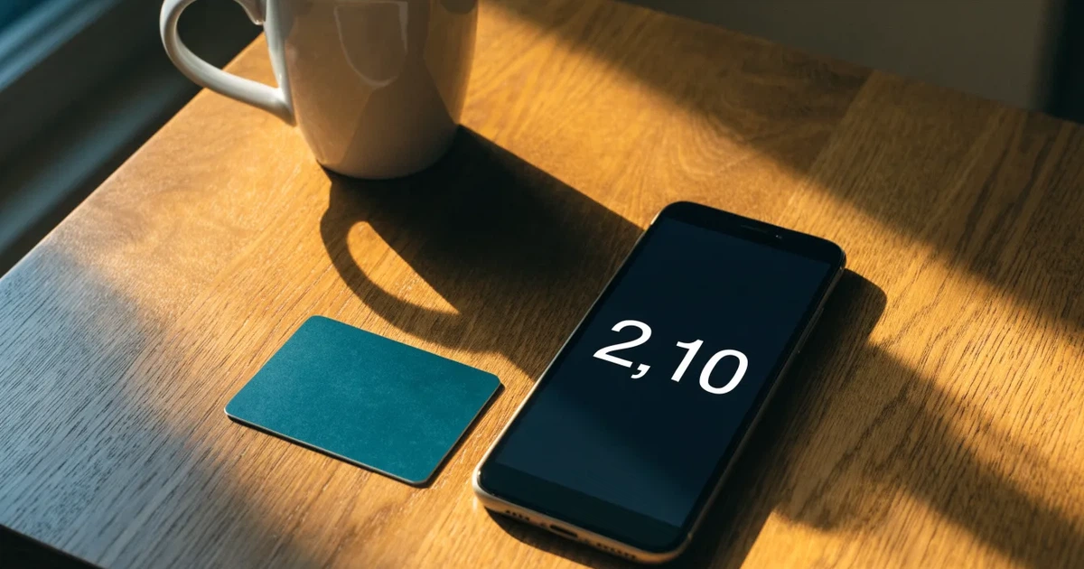 Uno smartphone e una carta di pagamento affiancati su un tavolo di legno, con alcune banconote da euro accanto