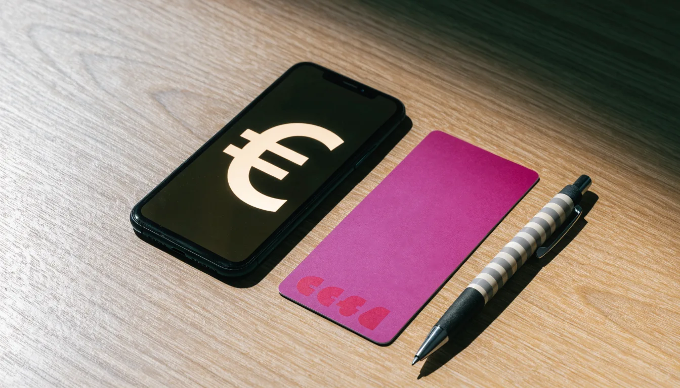 Un foglio di concessione in carta con un timbro rosso, appoggiato su una scrivania di legno accanto a una penna