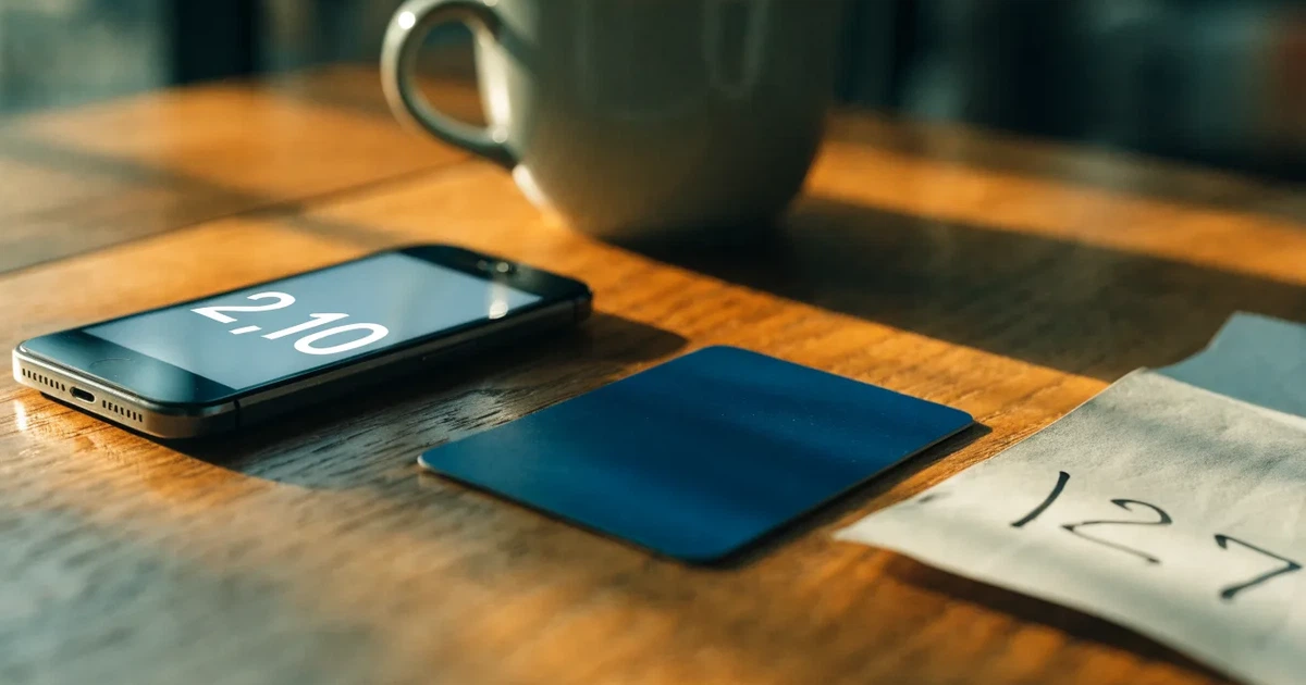 Uno smartphone e una carta di pagamento affiancati su un tavolo di legno, con alcune banconote da euro accanto