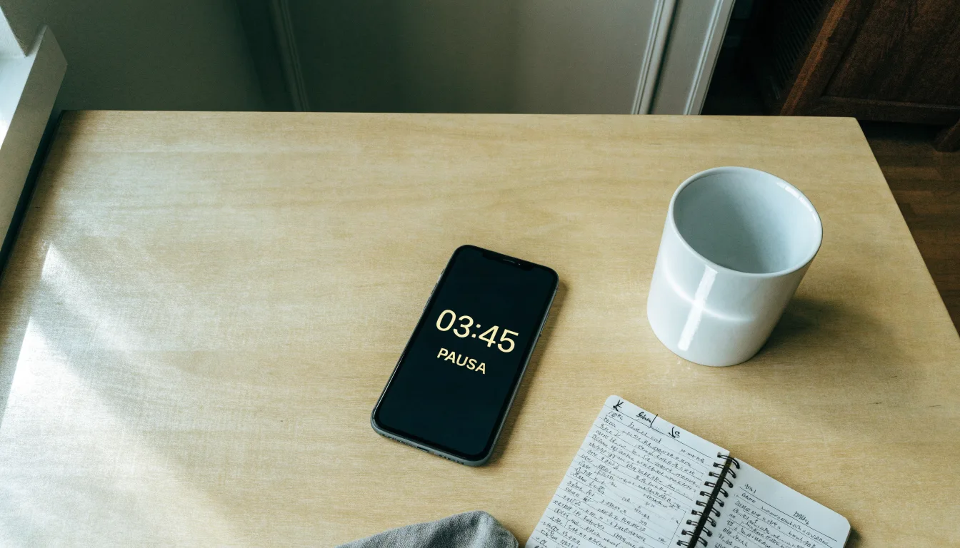 Un documento di identità appoggiato accanto a uno smartphone con un timer sullo schermo, su un tavolo da cucina